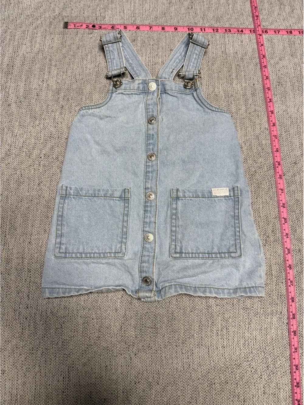 Art Franklin Light Blue Denim Button-Up Pinafore Dress for 6
